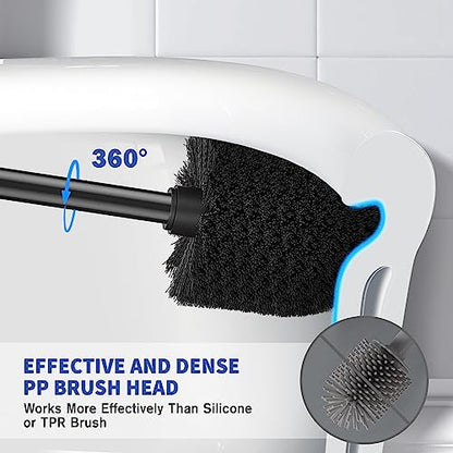 Toilet Brush and Holder, 2 Pack Toilet Brush Stainless Steel, Toilet Bowl Brush for Bathroom Toilet-Ergonomic, Elegant,Durable (Black) - color: Black