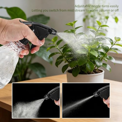Ergonomic Spray Bottle 500ml – Adjustable Mist & Stream Nozzle, Multipurpose Trigger Sprayer for Cleaning, Gardening, Hair Styling, Pet Training – Reusable Clear Plastic Bottle (1 Pack)