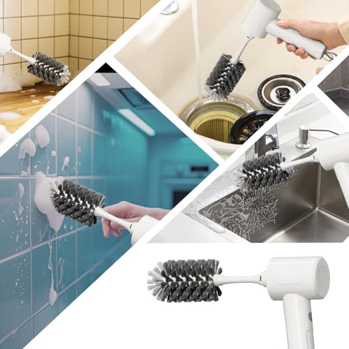 Electric Spin Scrubber, Cordless Handheld Brush, 2 Speeds | 4 Attachments, 1500mAh Battery, IPX7 Waterproof, 120-Min Runtime for Kitchen, Bathroom, Stovetop, Glass, Car