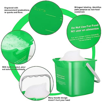 Roshtia 6 Pcs 6 Quart Cleaning Bucket Small Sanitizing Square Bucket Detergent Pail for Home Commercial Restaurant Kitchen Office School(Green) - color: Green