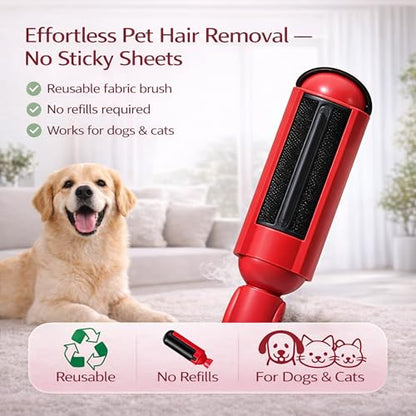 Pet Hair Remover Roller- Pet Hair Removal Tool with Strong Grip for Effortless Cleaning- Pet Hair Roller Lifts Fur from Clothes, Furniture & Car- Keep Your Home Fur-Free with Easy Cat Hair Lint Roller - color: Red/Black