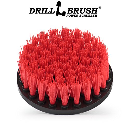 Outdoor Cleaning Tools - Patio Scrub Brush - Outdoor Deck Scrubber Brush - Bird Bath Cleaning Tool - Fountain Cleaning Brush - Garden Statues Cleaning Tools - Concrete Stain Cleaner - House Siding - color: Red