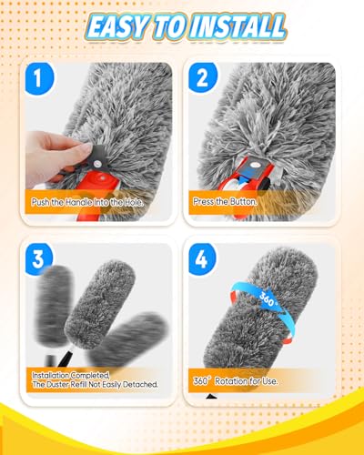 KEEPOW Upgraded Reusable Duster Refills Compatible with OXO Duster, Microfiber Dusters Refill for Cleaning, Compatible with OXO Good Grips Microfiber Extendable Duster, 2 Pack(Handle Not Included) - color: Grey-2 Pack