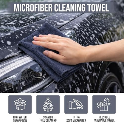 Ameri-Homes Premium Microfiber Cleaning Cloths 12 x 12 Inches, 400 GSM, Soft & Absorbent, Scratch-Free Lint-Free Cleaning Towels for Kitchen, Car, Glass & Home (Pack of 6) (Gray) - color: Gray