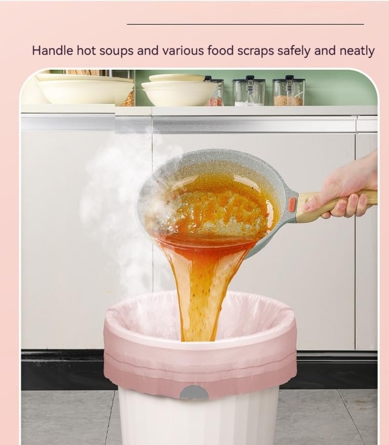 Thickened Drawstring Trash Bags, Disposable Kitchen Garbage Bags with Easy-Tie Handles, Leak-Resistant Material for Home Kitchen Bins, Suitable for Containing Wet and Dry Waste to Reduce Mess