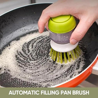 Soap Dispensing Dish Brush with Holder and Drip Tray, Kitchen Scrub Brush for Pans and Sinks, Refillable Dish Detergent Dispenser for Easy Cleaning (Green) - color: Green