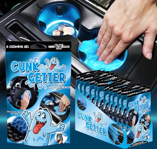 Car Cleaning Gel 12 Pack for Those Hard to Reach Places, Automotive Cup Holder Electronic Keyboard Office, Slime Gel Cleaner Dust Crumb Removal (Resealable Pouch, Blue, 3oz) 12 Pack