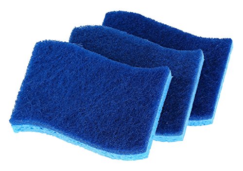 Superio Non-Scratch Cellulose Sponge Kitchen Scrub Sponges with Scouring Pad Set, Good for Non-Stick Cookware Frying Pan, Pot, Counter Top, Sink Scrubbing, Kitchen Scrubbers, Pack of 3, Blue - color: Blue, size: 3-pack