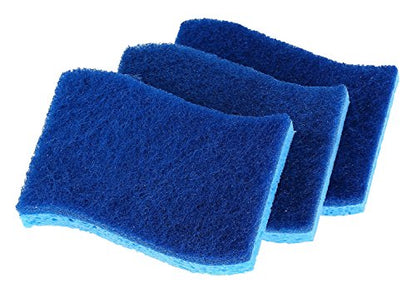 Superio Non-Scratch Cellulose Sponge Kitchen Scrub Sponges with Scouring Pad Set, Good for Non-Stick Cookware Frying Pan, Pot, Counter Top, Sink Scrubbing, Kitchen Scrubbers, Pack of 3, Blue - color: Blue, size: 3-pack