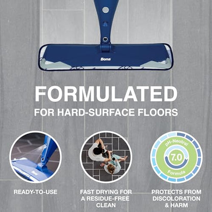 Bona Multi-Surface Floor Cleaner Refill - 128 fl oz - Lemon Mint - Residue-Free Floor Cleaning Solution refill for Spray Mop and Spray Bottles - For Use on Stone, Tile, Laminate, and Vinyl Floors - size: 128 Fl Oz (Pack of 1)