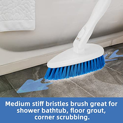 Qaestfy Shower Bathtub Tub and Tile Scrubber Brush with 51'' Adjustable Long Handle Cleaning Brushes Lock in Place Scrub Brush Head for Bathroom Wall Floor Scrubbing Model QAE008