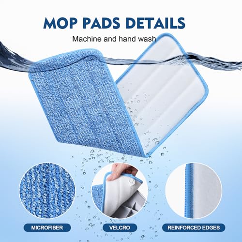 3 Pack Microfiber Mop Pads, Mop Replacement Pads Refills Floor Spray Mop Pads Wet Moping Pads Refill Reusable Pads Suitable for All Spray Mops Cleaning