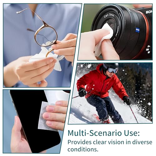 Anti-Fog Lens Wipes (12x12cm) – Larger Size, 100-Count, Individually Wrapped, Pre-Moistened Cleaning Sheets for Glasses, Goggles & Screens, No-Residue, Streak-Free Fog Prevention
