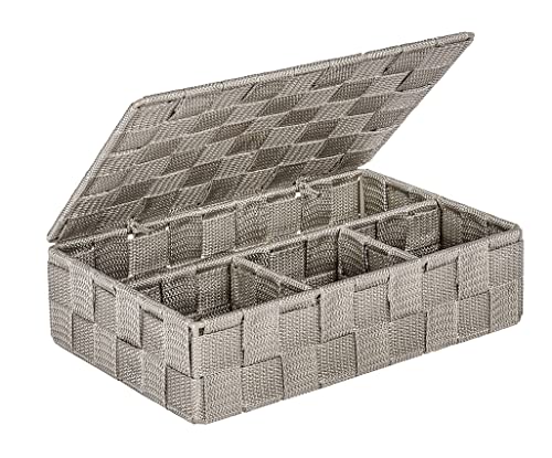 WENKO Organizer Adria small with lid in taupe, PP, 26 x 17 x 7.5 cm - color: Taupe