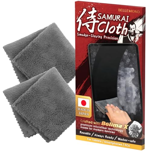 BELLEMOND「Samurai Cloth」Japanese Microfiber Cleaning Cloth | Washable, Reusable, Lint Free Cloth for Phones, Laptops, Lenses, Screens & Electronics | Made in Japan | Small | 2 Pack - size: 2 Set - Small: 6” × 6”