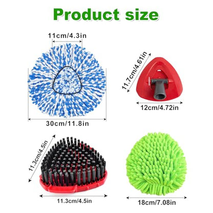 Mop Heads Replacements for Ocedar Easywring RinseClean 2 Tank Spin Mop Replace Heads for O Cedar 2 Tank Spin Mopping Sets Including 4 Pack Refills, 1 Pack Scrub Brush and 1 Base for All Floors Clean - size: for Ocedar 2 Tank