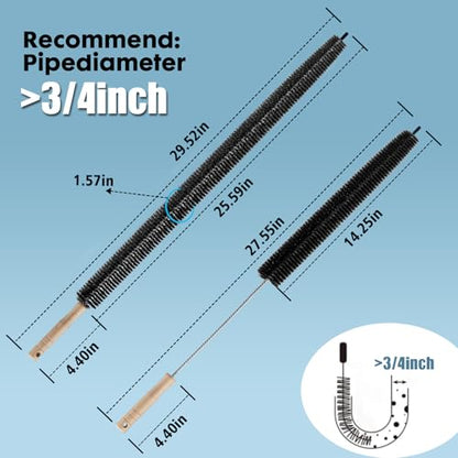2 Pack Dryer Vent Cleaning Brush, Dryer Vent Cleaner Brush Set, Trap and Duct Lint Remover with Long Flexible Lint Brushes for Deep Cleaning to Remove Pet Hair & Lint, and Refrigerator Coil Cleaning