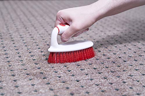 Superio Cleaning Scrub Brush with Stiff Bristles and Comfort Grip Handle, Red and Grey 2 Pack Heavy-Duty Household Utility Scrubber for Kitchen, Bathroom, Shower, Sink, Toilet