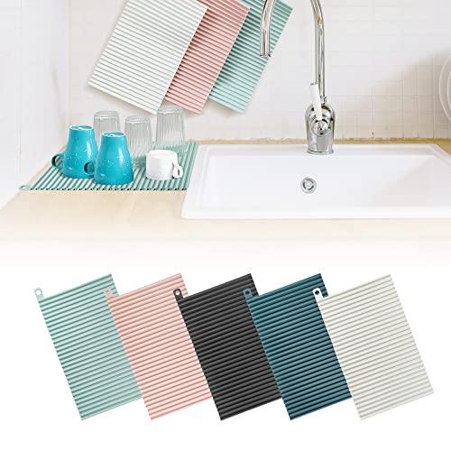 5pack Dish Drying Mat for Kitchen Counter, Extra Small Eco-Friendly Silicone Drying Mat, Easy Clean Heat Resistant Dish Mat, 6 inches x 12 inches, Mix Color