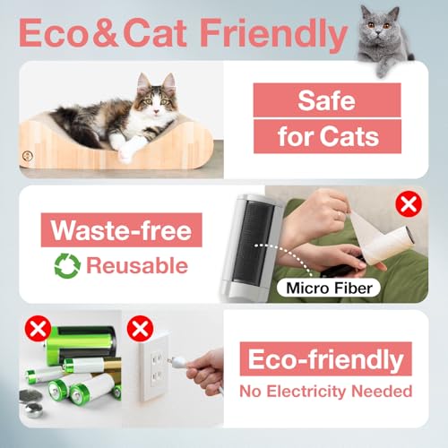Necoichi Purrfection Neat & Easy Cat Hair Pet Hair Remover, Textured microfibers Trap Fur & lint Fast, Made in Japan