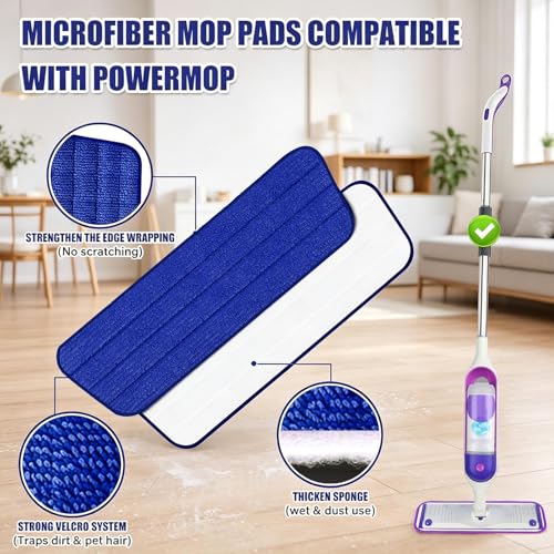 16.5" Microfiber Mop Pads Refills, 4 Pack Reusable Replacement Heads | reusable wet mop refills, machine washable for 14-16 inch spray mops, hardwood floors, dust cleaning & scrubbing - color: 16"bluegreen*4