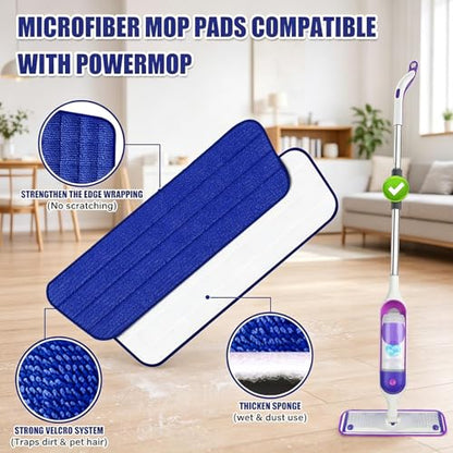 16.5" Microfiber Mop Pads Refills, 4 Pack Reusable Replacement Heads | reusable wet mop refills, machine washable for 14-16 inch spray mops, hardwood floors, dust cleaning & scrubbing - color: 16"bluegreen*4