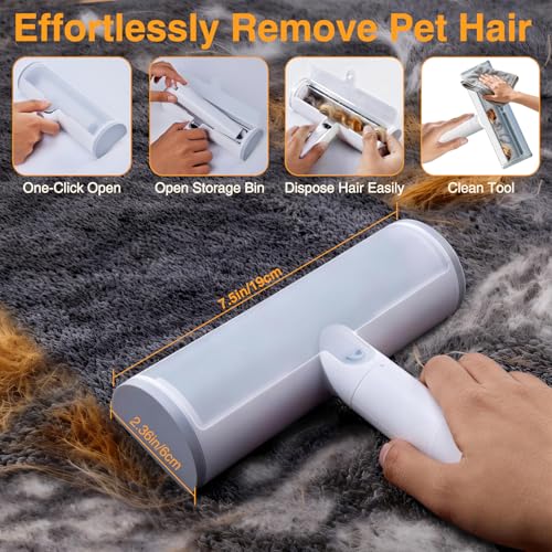 2 in 1 Pet Hair Removal Set, Reusable Dog Hair Remover & Cat Hair Remover, Pet Hair Remover with Roller & Glove, Pet Hair Removal Tool for Clothing, Couch, Furniture & Laundry