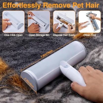 2 in 1 Pet Hair Removal Set, Reusable Dog Hair Remover & Cat Hair Remover, Pet Hair Remover with Roller & Glove, Pet Hair Removal Tool for Clothing, Couch, Furniture & Laundry