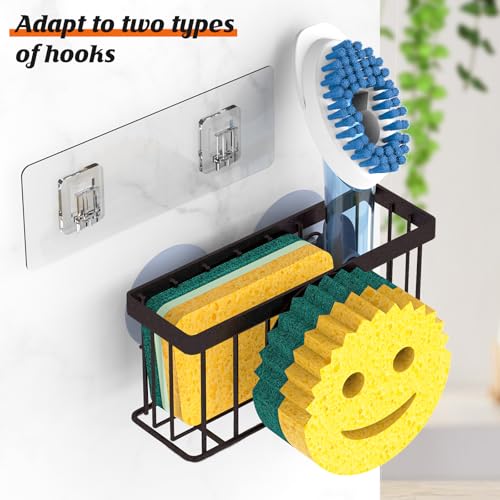 MURLONG Sponge Holder Smiley Face, Sink Caddy for Kitchen Sink, Sink Organizer Sponge Holder with 2 PCS Suction Cups/1 PCS Adhesive Strips, Designed for Sponge, Soap, Dish Brush, Scrubber-Bronze - color: Bronze