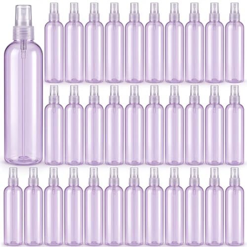 Eccliy 32 Pcs 8 oz Spray Bottles Fine Mist Plastic Spray Bottles Empty Sprayer Hairs Refillable Travel Sprayer with Pump Cap for Cleaning Oils Travel Perfumes (Purple,Clear) - color: Purple, style: Clear