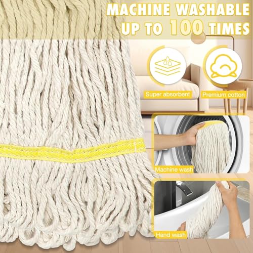 Looped End Commercial Industrial Mop Replacement Head, Heavy Duty String Wet Refill Mop Head for Commercial Industrial Grade Floor Cleaning,2 Pack,Yellow - size: 2 Pack mop head