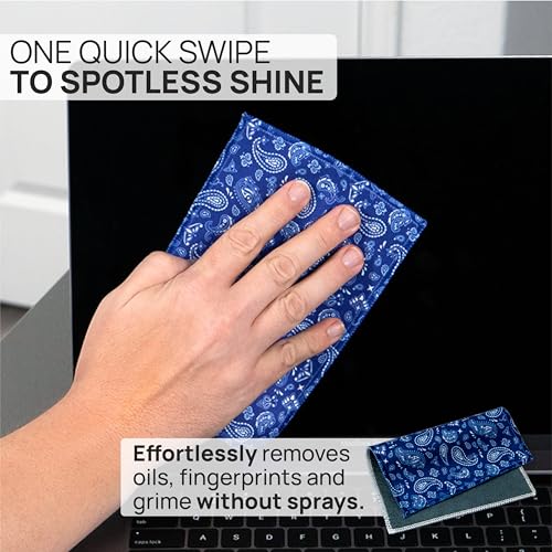 Microfiber Wholesale Quick Cloth Glasses Cleaning Cloths–5x7 Paisley Blue 2-Pack with Case | Double-Sided Lens Cleaner for Eyeglasses, Camera, Screens Glass | Reusable Microfiber Glass Polishing Cloth - color: Blue Paisley, size: 5"x7"