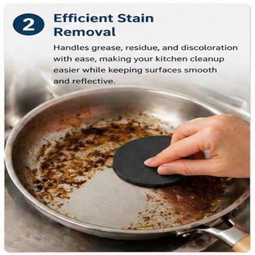 Steeli Stainless Steel Sponge for Pans & Cookware, Kitchen Scrubber for Burnt-On Stains, Gentle on Surfaces, Restores Shine, 3-Pack Cleaning Pads (3)