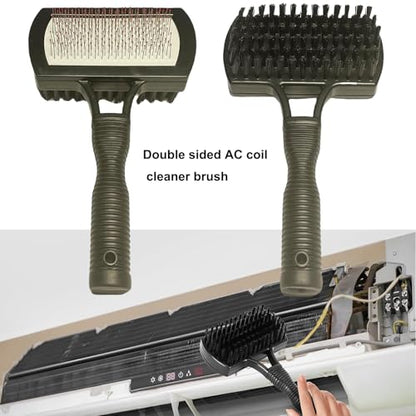 6-Piece Air Conditioner Fin Cleaning Kit HVAC Coil Cleaning Tool Set with Fin Comb Straightener Dual-Sided Microfiber Brushes Deep Cleaning Maintenance for AC Radiator, Vents, Evaporator Coils