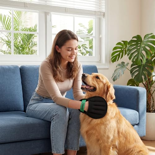 Upgraded Pet Hair Removal Glove for Dogs & Cats, Electrostatic Five-Finger Hair Remover for Furniture, Couch, Carpet, Clothing& Car Seat, 2Pcs Reusable Magic Brush Pet Hair Remover Tool (Black) - color: Black2