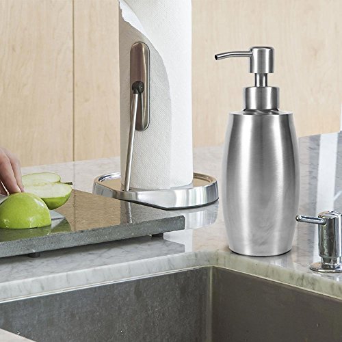 304 Stainless Steel Liquid Soap Dispenser, Bathroom Shower Pump for Shampoo Lotion, 350ml Refillable Soap Container with Wide Mouth, Rustproof Dispenser for Kitchen and