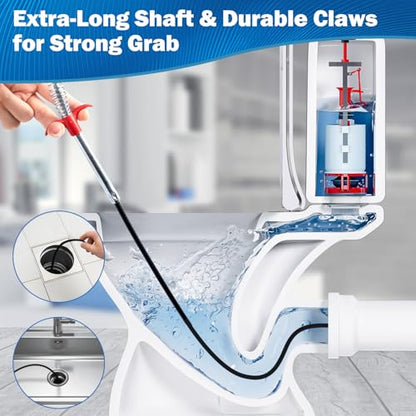 Extra-Long (77 inch) Drain Snake,Drain Clog Remover & Toilet Snake Cleaner Tool for Kitchen Sink,Drains,Toilet,Bathroom Tub – Reusable Hair and Debris Cleaning Accessory