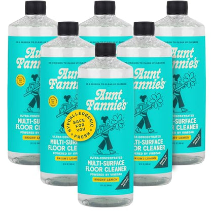 Aunt Fannie's Ultra Concentrated Floor Cleaner Vinegar Wash, Multi-Surface Solution For Mopping, Makes 16 Gallons, Bright Lemon Scent, 32 oz. (Pack of 6) - size: 32 Fl Oz (Pack of 6)
