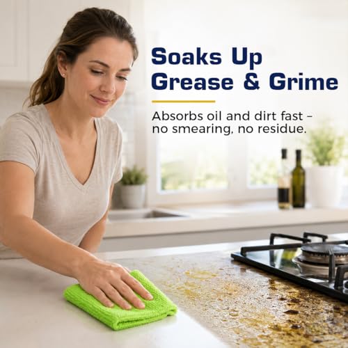 GLIMGLINT Microfiber Cleaning Cloth, 150 Pack Reusable Lint-Free Towels - Blue, Yellow & Green Soft Microfiber Towels for Home, Kitchen, Bathroom, Glass & Tables - 11"x9" Washable Shop Rags - color: Blue/Yellow/Green