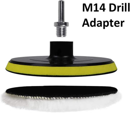 IPELY 6 Pcs 5 Inch Wool Polishing Buffing Pad Polishing Buffing Wheel for Drill Buffer Attachment with M14 Drill Adapter - size: 6 Pcs 5 Inch