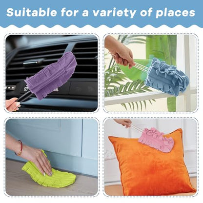 Zubebe 12 Pcs Duster Refill Reusable Fleece Duster Refills Feather Flat Dusters Multi Surface Washable Cleaning Pads Tools for Home, Blinds, Car, Pet, Furniture, Fans (Rainbow Colors) - color: Vivid Color