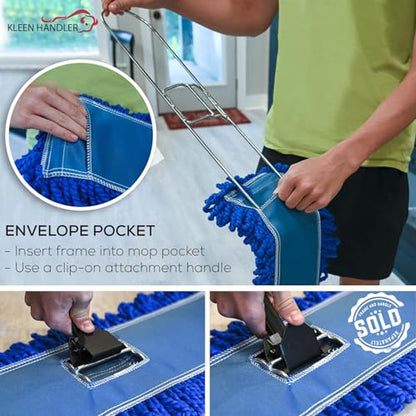 KLEEN HANDLER 6 Pack of 18 Inch Microfiber Dust Mop, Large Washable Commercial Mop Head Replacement, Sweeper, Janitorial Dust Mops, Blue - color: Blue - 18 Inch, size: 6 Pack
