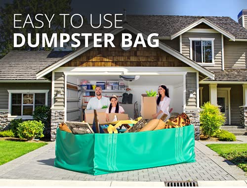 TidyFriend Dumpster Bag for Waste Management Hold up to 3,500 lbs, Heavy Duty, Reusable & Foldable Yard Waste Container for Home Renovation & Yard Cleanup, Debris, Landscaping, Roofing Shingles - size: 1 Pack, style: 96 Inches Length