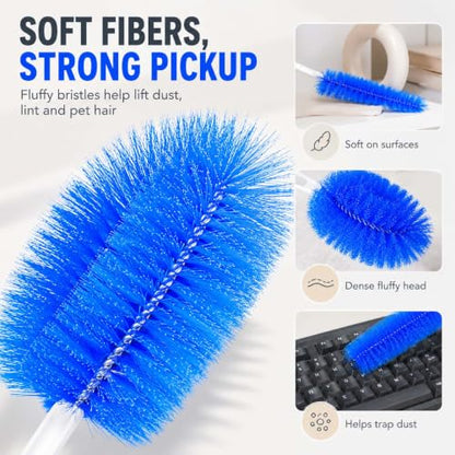 Bendable Microfiber Duster, Reusable Flexible Dust Remover Brush with Soft Fluffy Head, Washable Cleaning Tool for Fans, Blinds, Vents, Window Tracks, Furniture, and Car Interior (4, Gray) - color: Gray