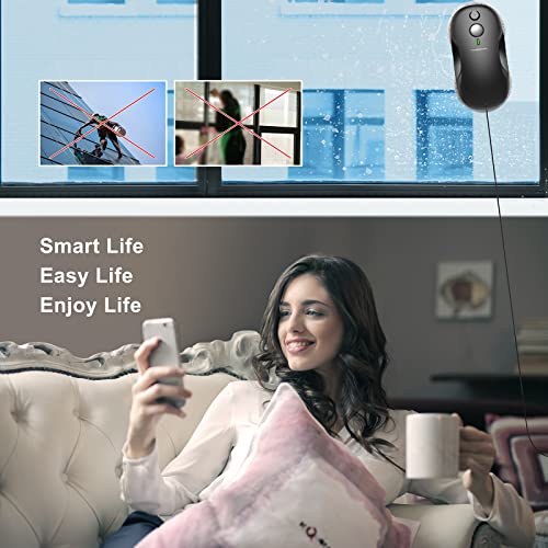 Tosima W3 Window Cleaning Robot - Dual Direction Auto-Spray Smart Window Cleaner with Triple Safety System, Smart Navigation, Remote Control, for All Smooth Surfaces, with 12 Rags, Black - color: Off-black