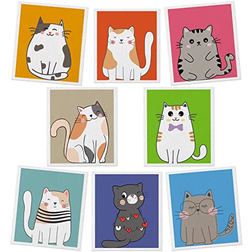 Lucomb Swedish Dish Cloths for Kitchen, 8 Pack Reusable Cleaning Cloth Absorbent Kitchen Towels No Odor Fast Drying for Home Wipes Dish Washing (Cute Cat) - color: Cute Cat