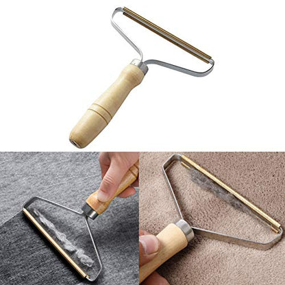 Carpet Pet Hair Remover, Portable Wooden Handle Lint Roller, Carpet Brush | Lint Remover with Double Sided Metal Scraper, Carpet Rake, Hair Scraper For Carpet, Suits Indoor Carpet, Car Carpet,1 Pc - color: 1 Pc