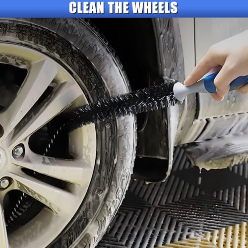 Long Handle Car Engine Cleaning Brush, Hard Bristle Automotive Wash Brushes, Flexible Bendable Vehicle Detailing Brush for Car Radiator Dryer Vent, Engine Oil Residue (1PC) - size: 1PC