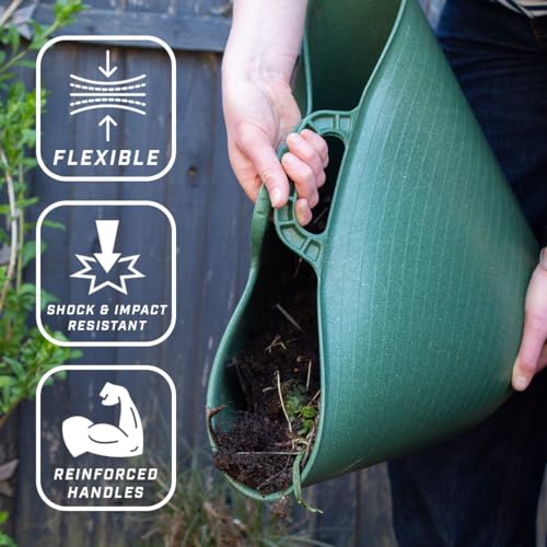 Faithfull Eco Flex Tub, Multi-Purpose, Durable & Sustainable Flexible Bucket with Reinforced Handles – 15 Litre (3gl), Green