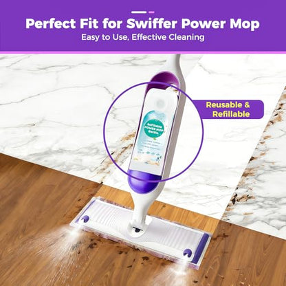 Refillable Solution Bottle for Swiffer Power Mop,Leak-Proof Reusable Empty Cleaner Container, Universal Fit for Any Liquid Cleaner, Easy Install - size: 24 Ounces